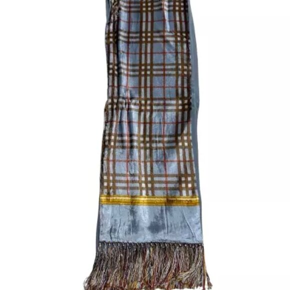 Burberry Blue and Brown Plaid Scarf - Picture 3 of 8